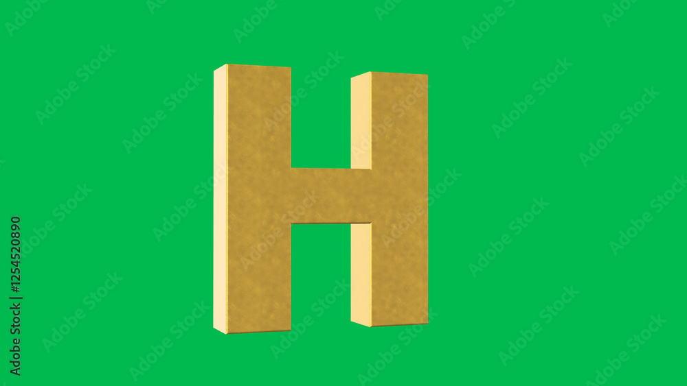 Fototapeta premium English alphabet Letter H 4k Illustration. Script text labels.