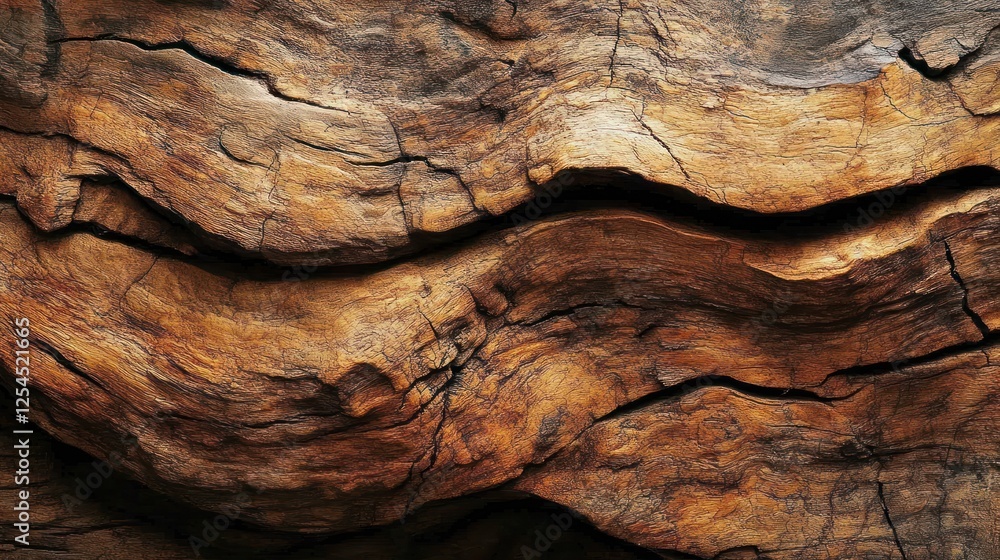 Obraz premium Rustic weathered wood texture, close-up detail, outdoors, blurred background, design element