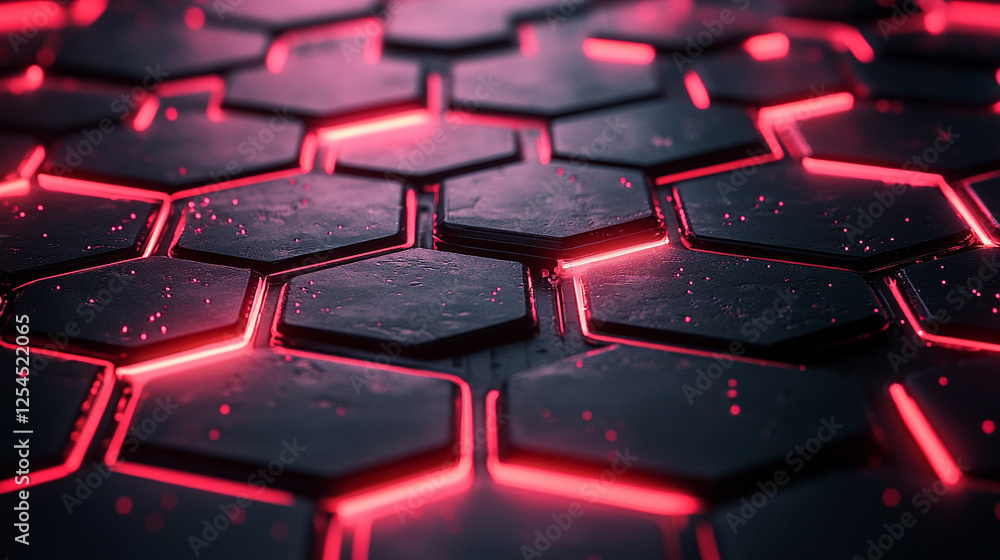 futuristic background with glowing neon hexagonal honeycomb pattern representing technology, innovation, and modernity. Empty space for captions or creative content futuristic background with glowing neon hexagonal honeycomb pattern representing technology, innovation, and modernity. Empty space for captions or creative content
