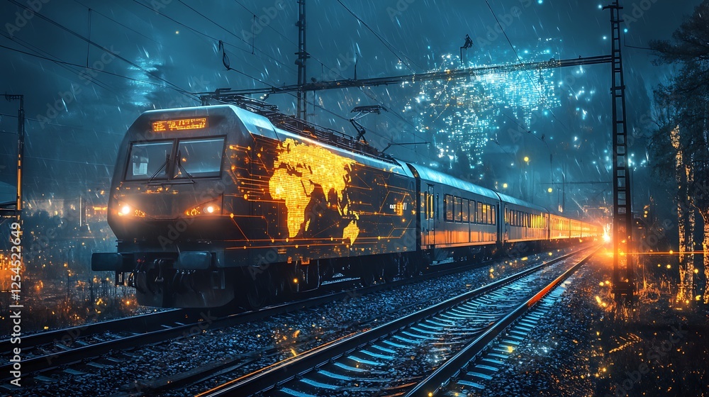 Obraz premium Global Express: A Night Train Journey