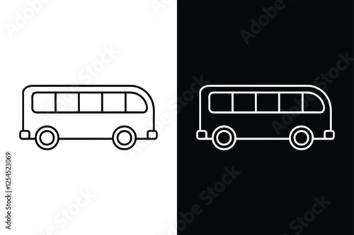 Crisp Bus and Passenger Transport Icon on Monochrome Backgrounds