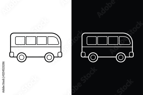 Sleek Bus Line Icon. Simplifying Passenger Transport Graphics