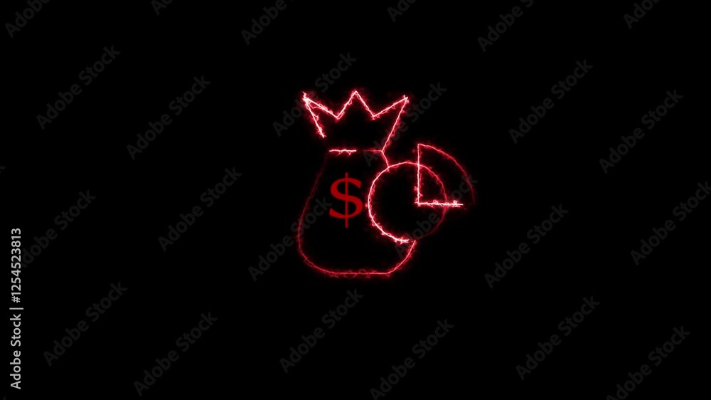 Neon dollar icon animation Money cash, digital currency market, USDT, bank business,