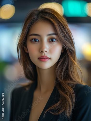 Wallpaper Mural Portrait of a young asian Thai businesswoman posing in a modern office environment Torontodigital.ca