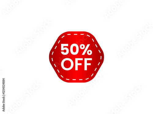 50 percent off red sale tag label sign for special discount offer vector isolated 