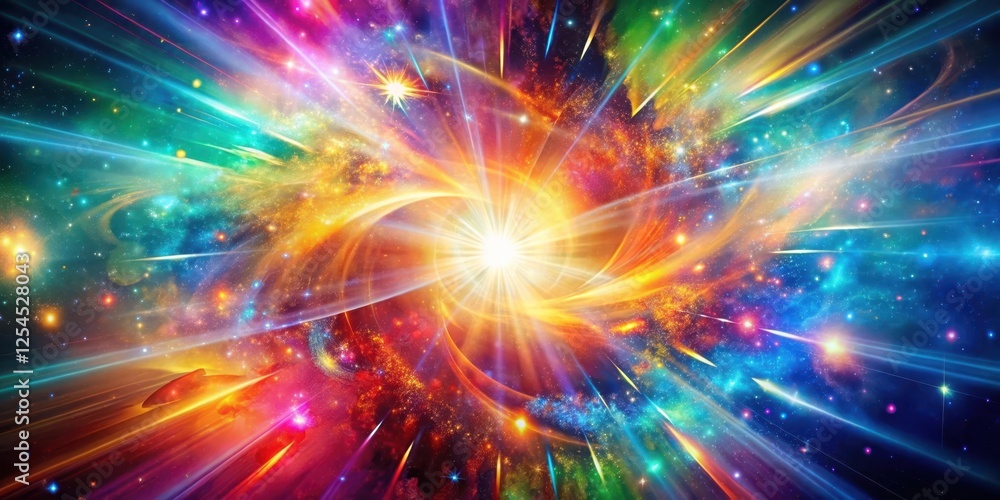 Vibrant colorful explosion in a bright light-filled universe with swirling shapes and geometric patterns, radiating energy and positivity, energy, colorful Vibrant colorful explosion in a bright light-filled universe with swirling shapes and geometric patterns, radiating energy and positivity, energy, colorful