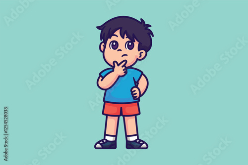 Cute curious kid cartoon character