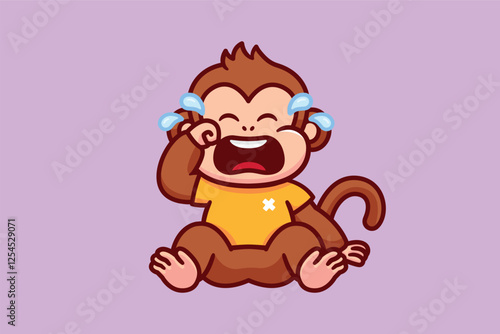 Sad monkey cartoon character illustration