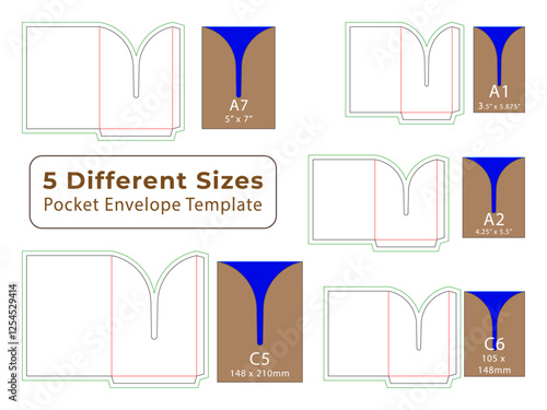 Pocket Envelope Dieline Template for Gift card