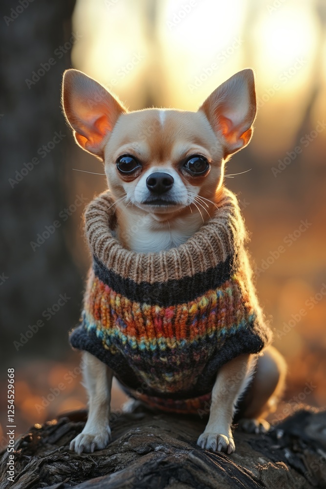 A chihuahua wearing a sweater on a cold day, A chihuahua wearing a sweater on a cold day,