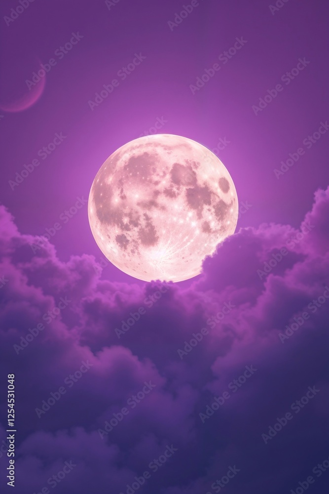 Obraz premium full moon over purple cloudy sky