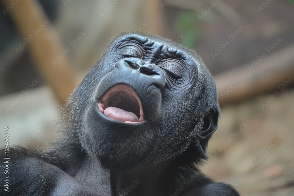 Obraz premium A close-up of a gorilla's expressive face,