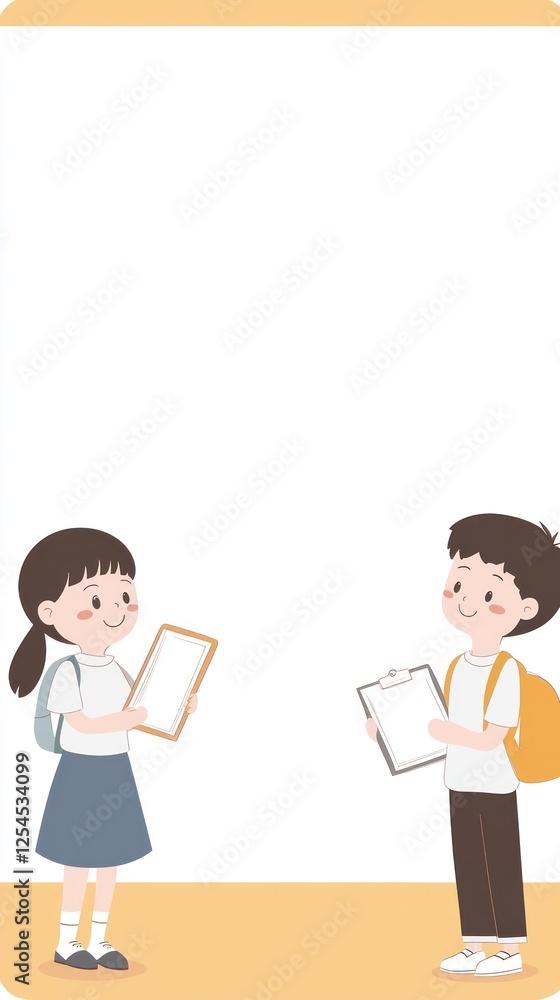 Students with notepads, school, education, background Students with notepads, school, education, background