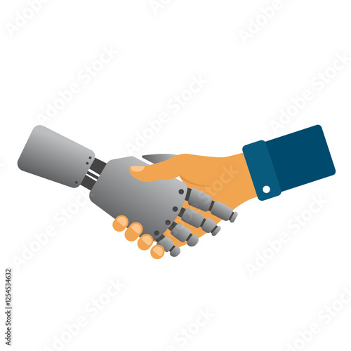 robot and human handshake Logo Icon robot shaking hand vector illustration