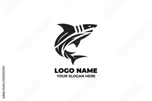 Sleek shark logo with angular motion photo