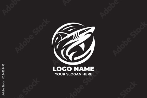Sleek shark logo with angular motion