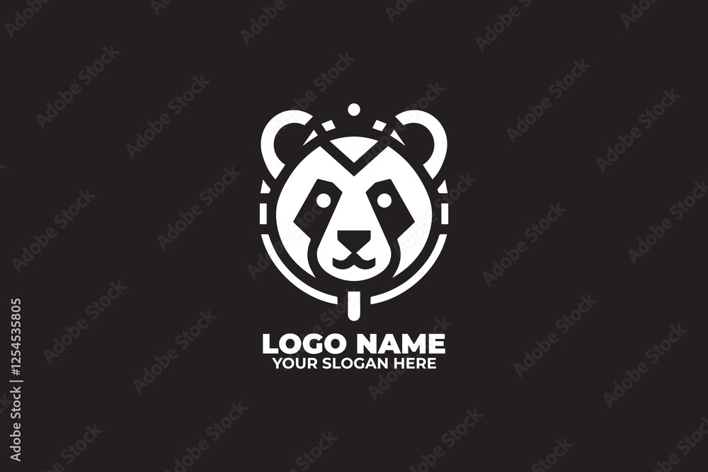 Fototapeta premium Minimalist panda logo with geometric shapes