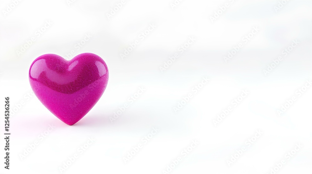 3D rendered image of a single, highly detailed, bright vibrant pink heart on a white background 3D rendered image of a single, highly detailed, bright vibrant pink heart on a white background