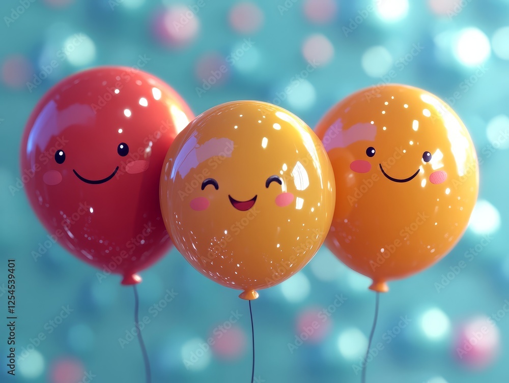 Happy Balloons with Smiling Faces