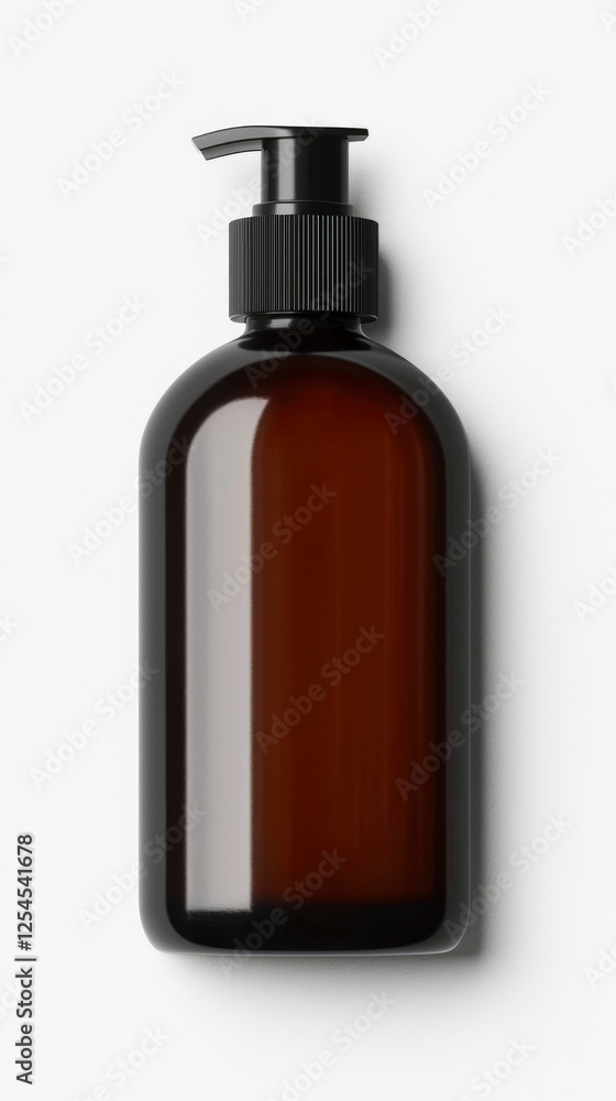 Amber bottle on a white background. Product mock-up, marketing shot Amber bottle on a white background. Product mock-up, marketing shot