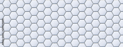 Seamless grey hexagon tile pattern. Honeycomb ceramic tiled texture for bathroom wall, kitchen floor, pool surface. Repeating mosaic grid background. Repeated light blue wallpaper. Vector backdrop