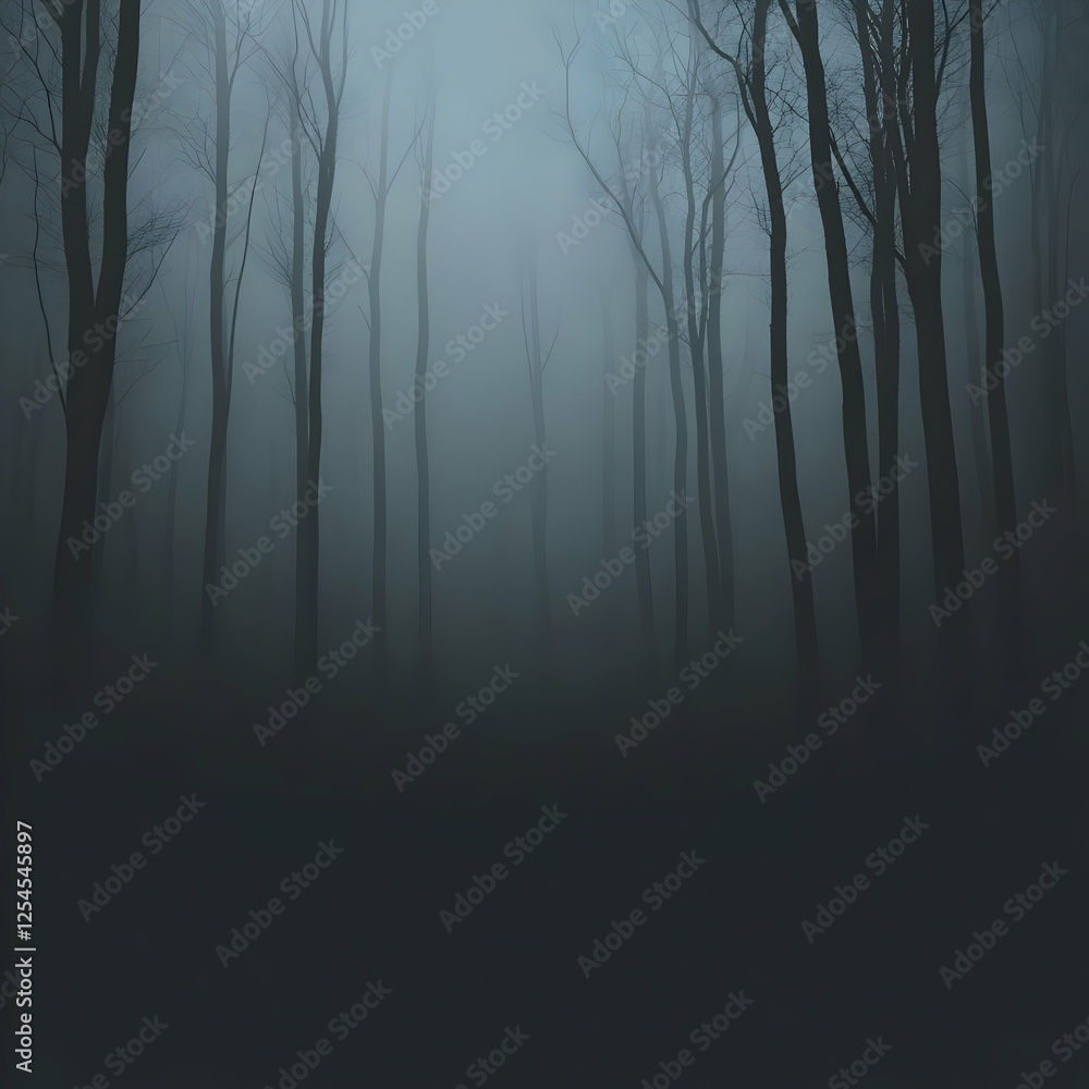 Fototapeta premium Foggy forest path, mysterious ambiance