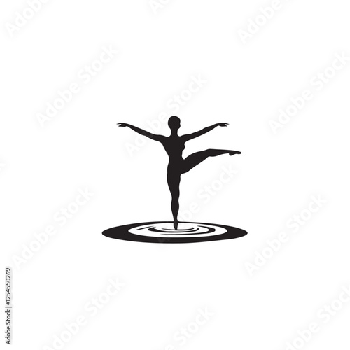 Silhouette of a Ballet Dancer in Tendu Pose - Vector Illustration