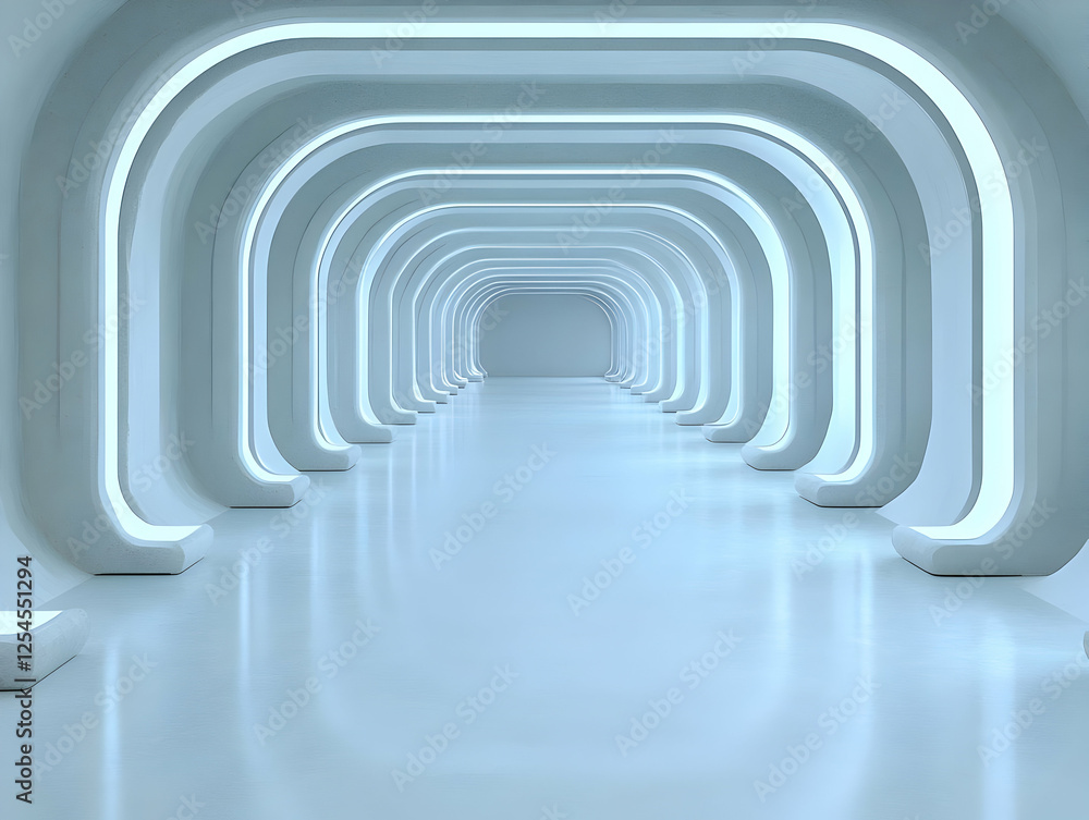 Fototapeta premium Futuristic 3D Architectural Corridor Illustration