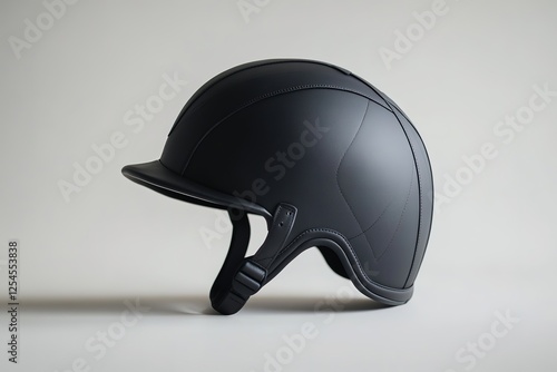 Sleek black riding helmet showcasing modern design and safety fe photo