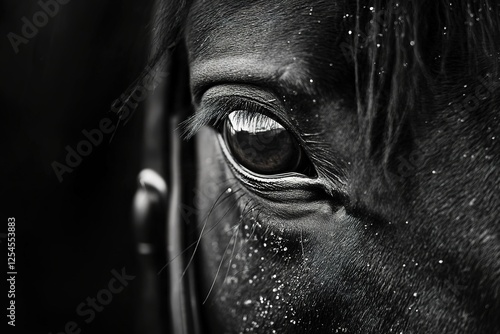 Intense gaze of horse reveals deep emotions with intricate detai photo