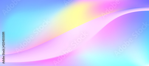 Mesh holographic foil. Colorful rainbow gradient. Creative neon template for banner. Easily editable soft colored vector illustration.