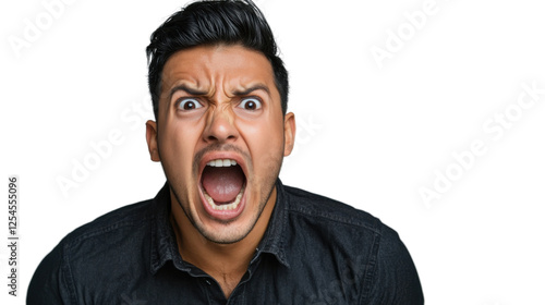Angry man shouting with transparent background