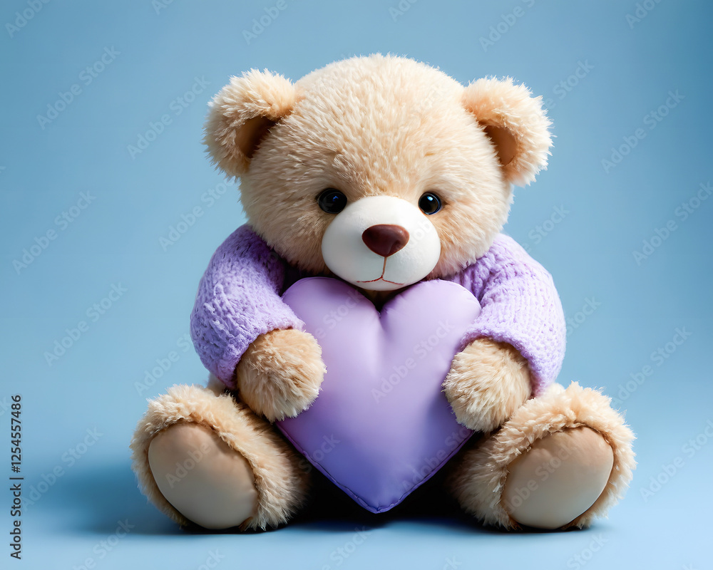 A charming teddy bear with a heart-shaped pillow, isolated on a white background for easy use in designs, perfect for cards or gifts. A charming teddy bear with a heart-shaped pillow, isolated on a white background for easy use in designs, perfect for cards or gifts.
