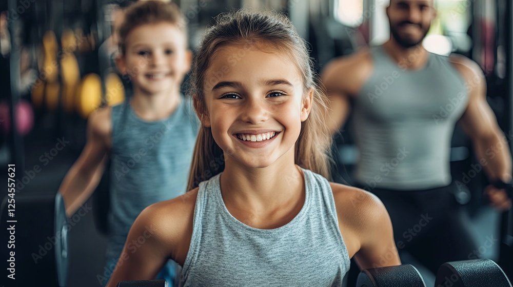 A family enjoying a day at the gym with activities for all ages digital A family enjoying a day at the gym with activities for all ages digital