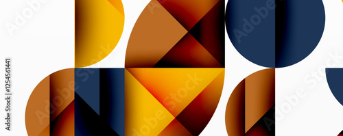 Abstract geometric pattern with intersecting circles and triangles in gradients. The high-contrast composition creates depth and a dynamic, modern aesthetic
