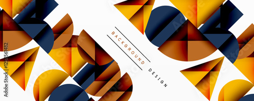 Abstract geometric pattern with intersecting circles and triangles in gradients. The high-contrast composition creates depth and a dynamic, modern aesthetic