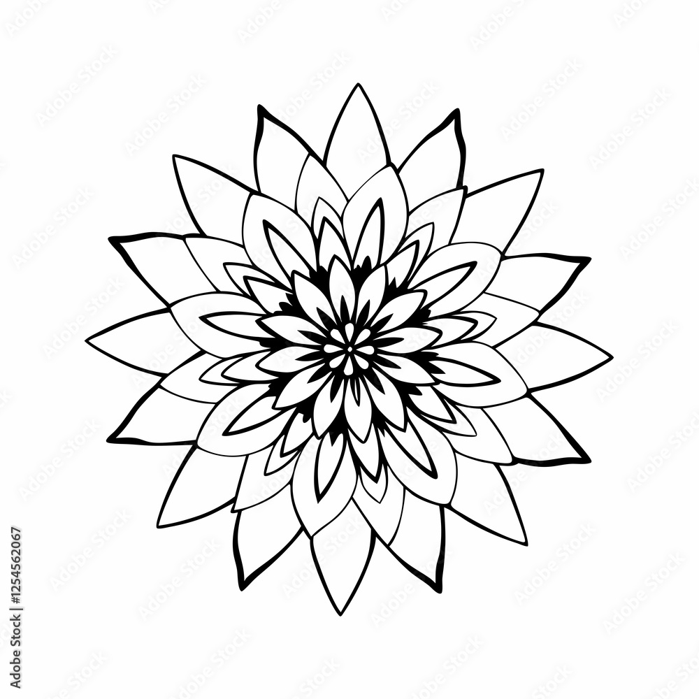Dahlia Flower Icon with Layered Pointed Petals Vector Dahlia Flower Icon with Layered Pointed Petals Vector