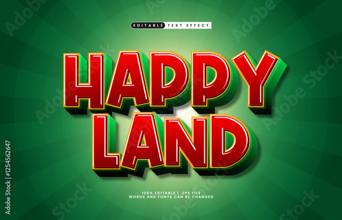 happy land editable text effect with a kids and play text style
