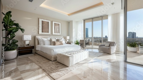 Wallpaper Mural Modern Bright Bedroom with Large Windows and Minimalist Decor Torontodigital.ca