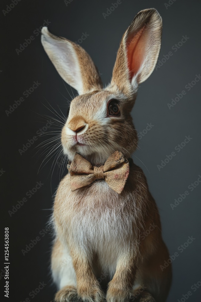 Fototapeta premium A rabbit wearing a tiny bow tie,