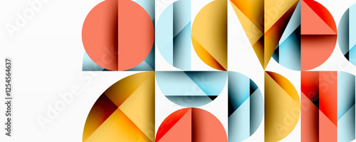 Abstract geometric pattern with intersecting circles and triangles in gradients. The high-contrast composition creates depth and a dynamic, modern aesthetic