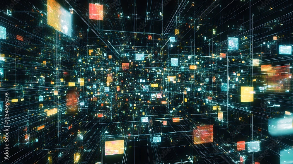 Fototapeta premium Digital Data Stream: A Visual Representation of the Internet's Infinite Data Flow