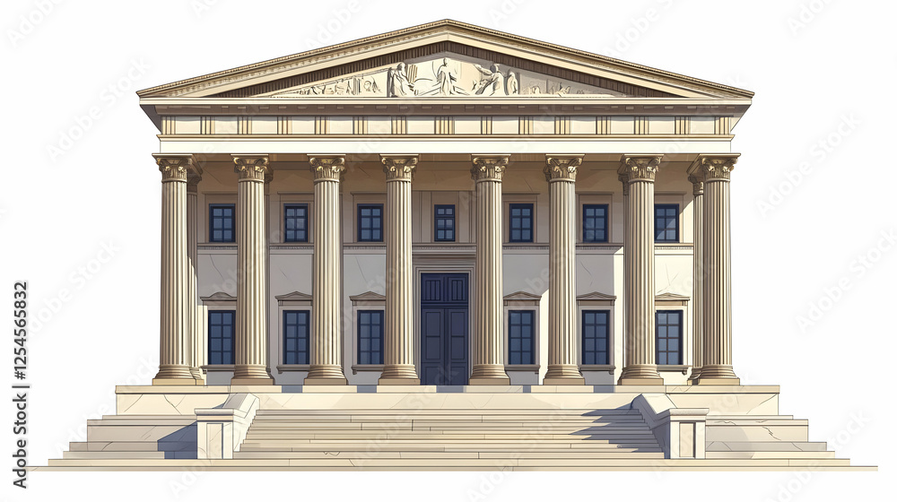 Fototapeta premium Neoclassical Courthouse Facade, Cityscape Background