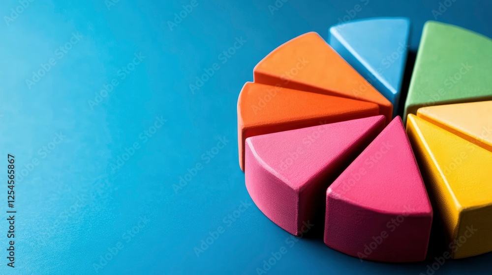Obraz premium Colorful Pie Chart Segments Representing Data and Statistics