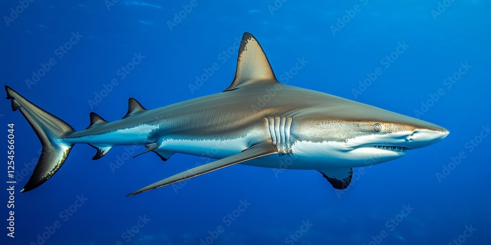 Fototapeta premium A shark swimming through the deep blue ocean