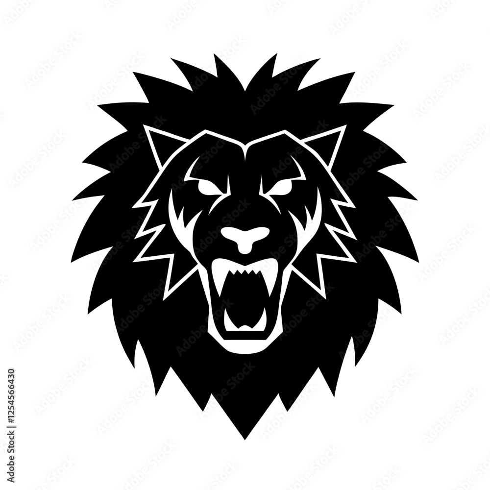 Fototapeta premium lion head silhouette on white background