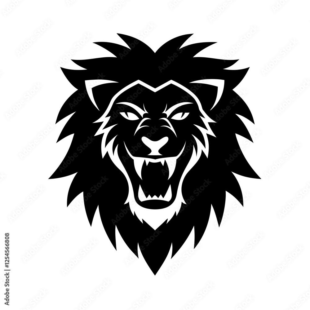 lion head silhouette on white background lion head silhouette on white background