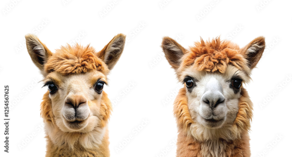 Obraz premium Brown Alpaca Face, PNG file for mock-up.
