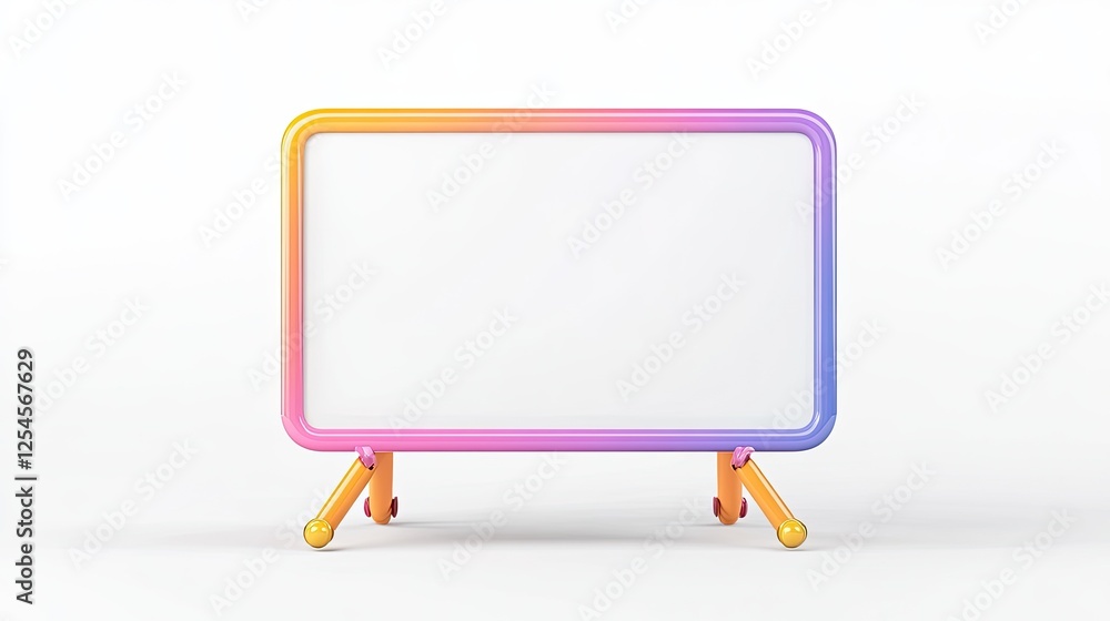 Colorful blank signboard with pastel gradient frame on a white background, ideal for advertising Colorful blank signboard with pastel gradient frame on a white background, ideal for advertising