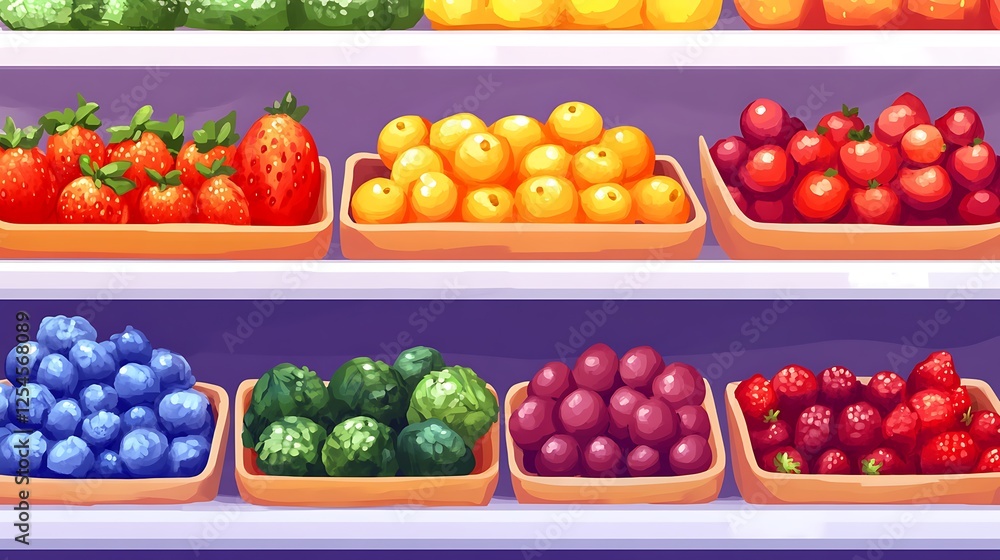 Vibrant Fruit Display: A Colorful Showcase of Fresh Produce at the Market Vibrant Fruit Display: A Colorful Showcase of Fresh Produce at the Market
